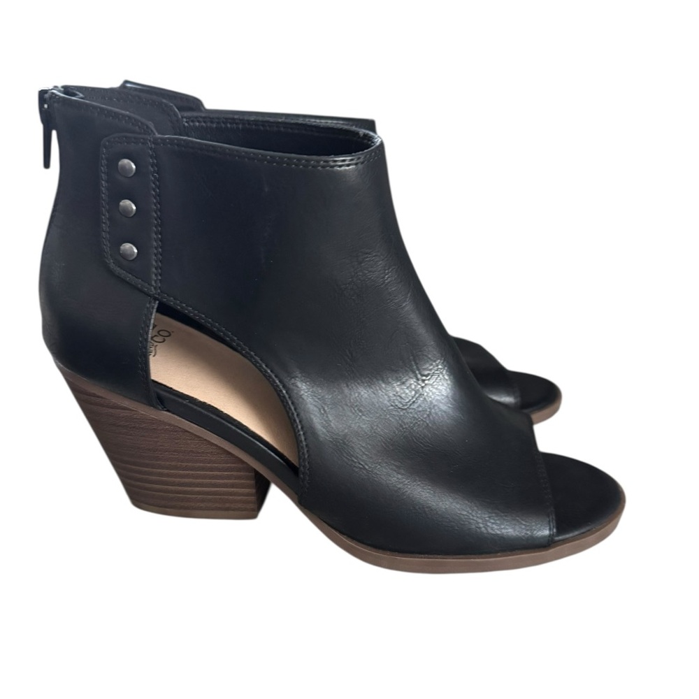 Frye and Co Womens Greyson Heeled Black Open Toe Booties  size 8.5